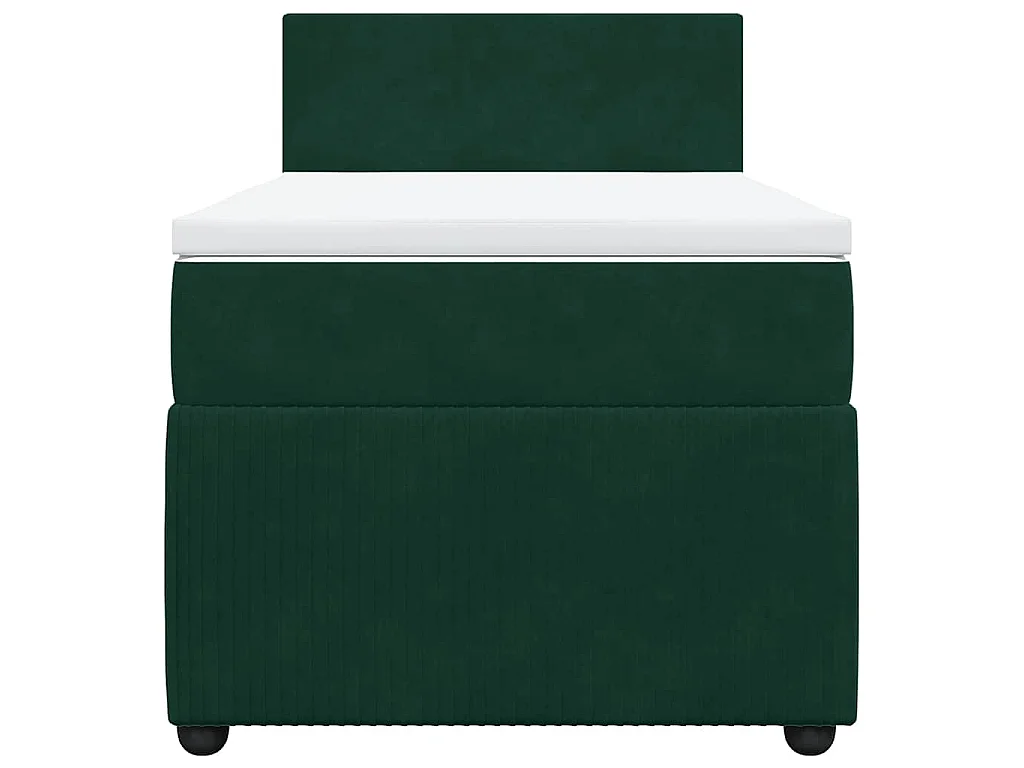 Cama box spring con colchón terciopelo verde oscuro 80x200 cm