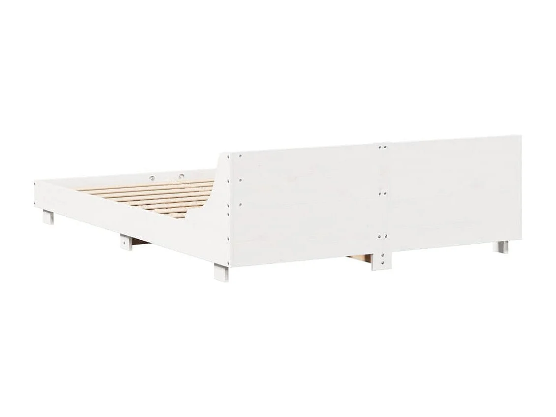 Bedframe zonder matras massief grenenhout wit 140x190 cm