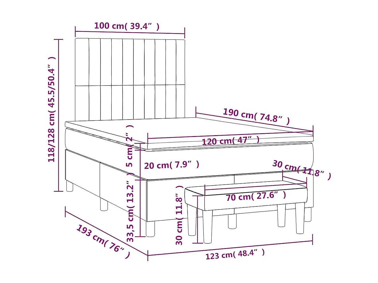 Boxspring met matras fluweel donkergroen 120x190 cm