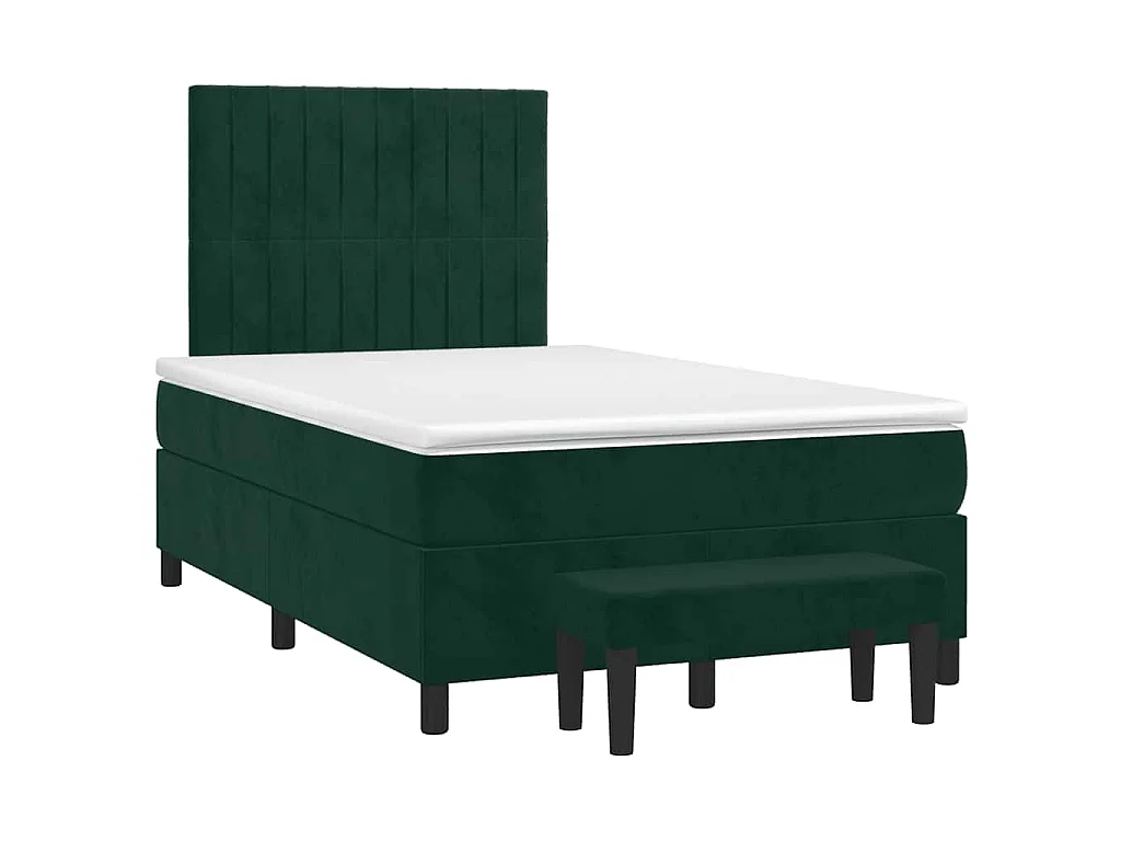 Boxspring met matras fluweel donkergroen 120x190 cm