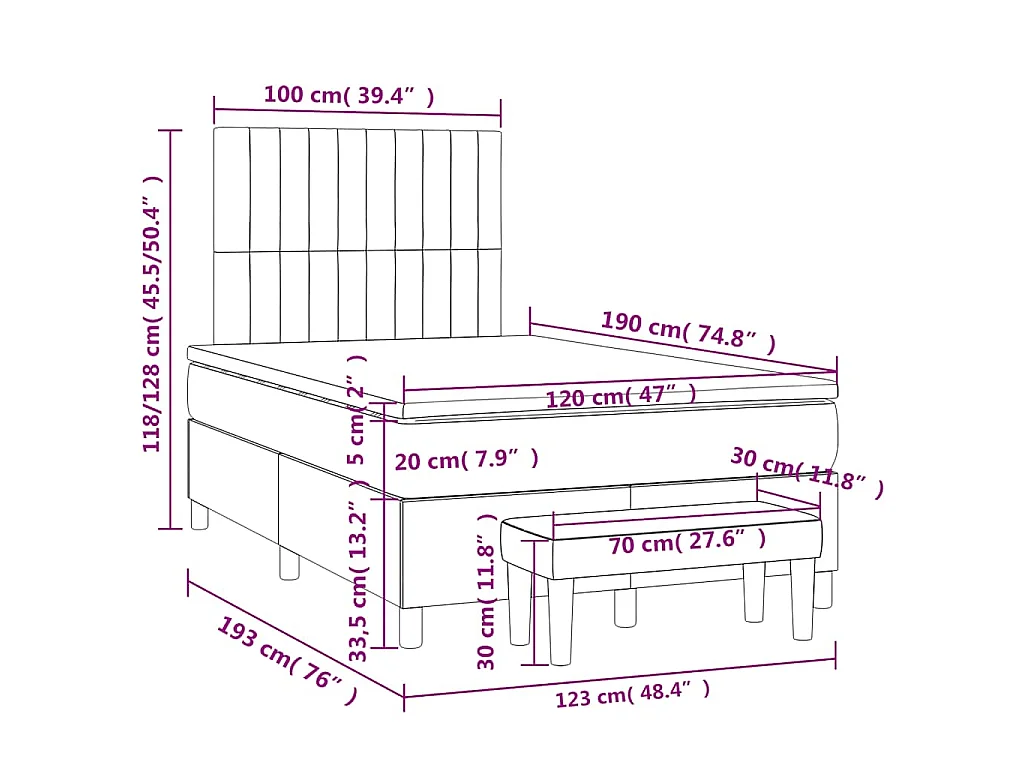 Boxspring met matras fluweel donkergroen 120x190 cm