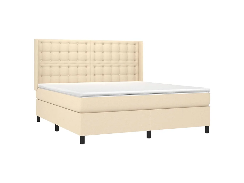 Sommier à lattes de lit matelas et LED Crème 160x200 cm Tissu