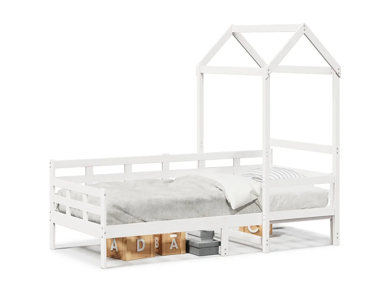 Lit de jour avec toit sans matelas blanc 90x190 cm bois massif
