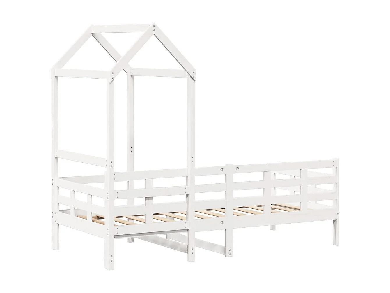 Lit de jour avec toit sans matelas blanc 90x190 cm bois massif