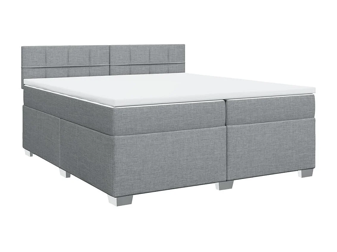 Sommier à lattes de lit avec matelas Gris clair 200x200cm Tissu