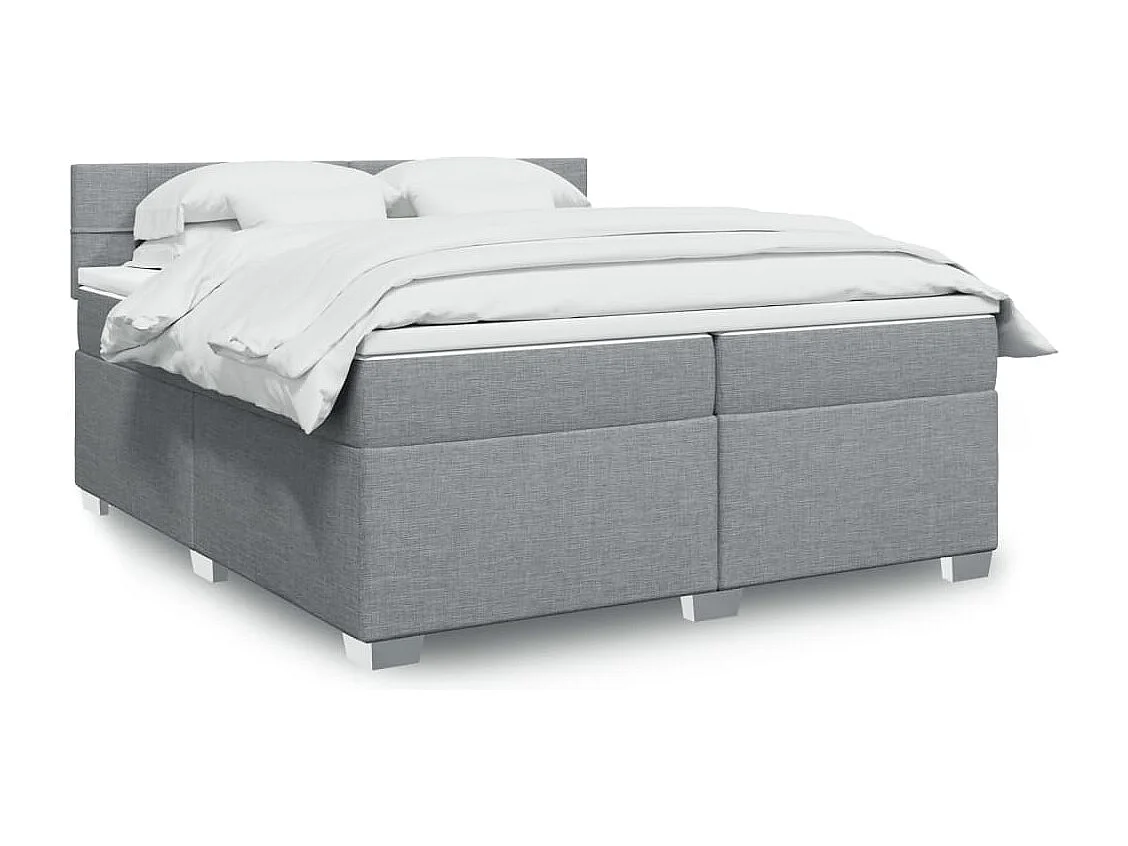 Sommier à lattes de lit avec matelas Gris clair 200x200cm Tissu