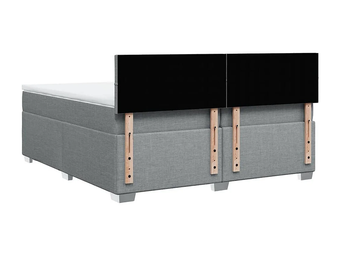 Sommier à lattes de lit avec matelas Gris clair 200x200cm Tissu