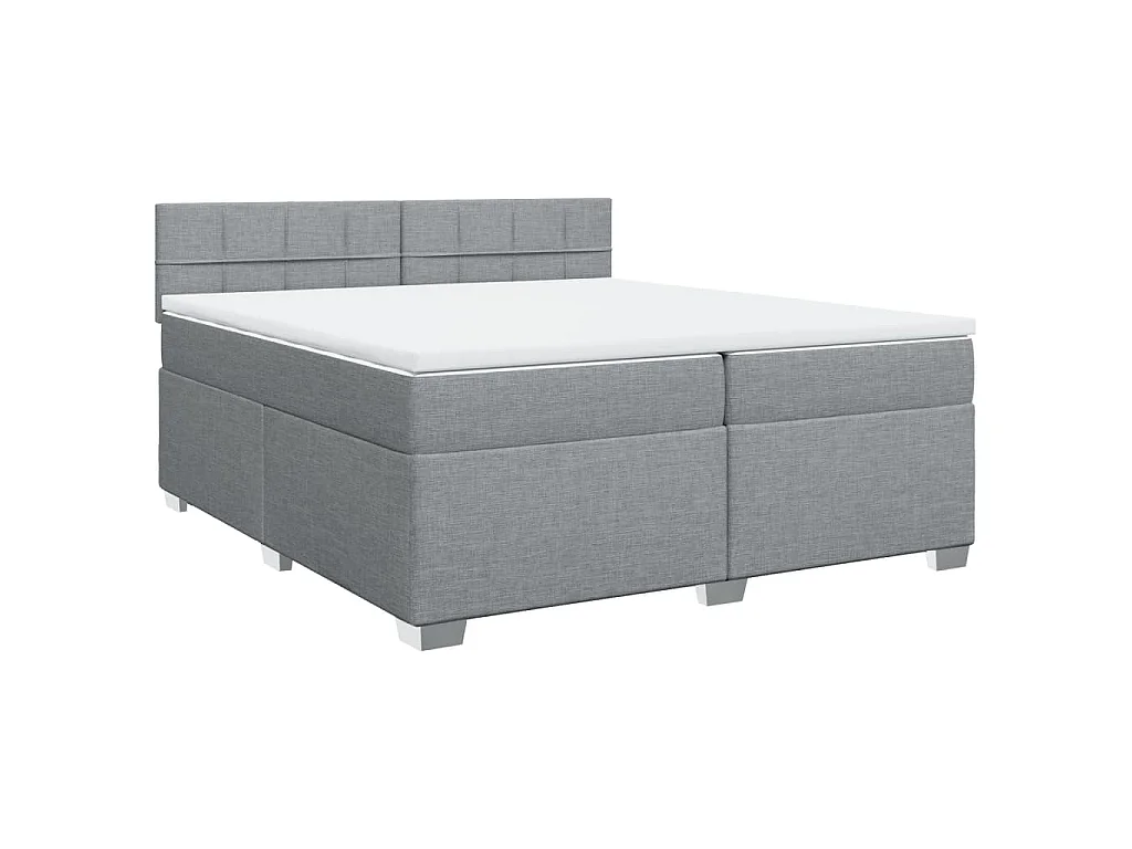 Boxspringbett mit Matratze Hellgrau 200x200 cm Stoff