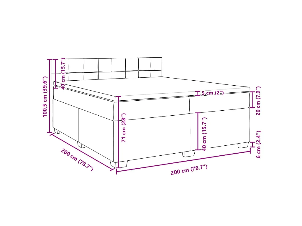Boxspringbett mit Matratze Hellgrau 200x200 cm Stoff