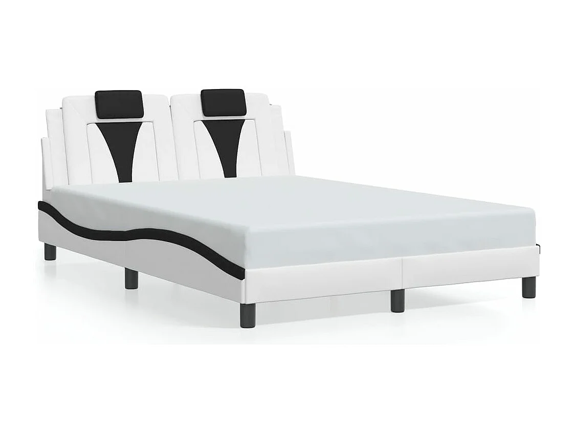 Bedframe "Viana" met LED zonder matras kunstleer wit en zwart 140x200 cm
