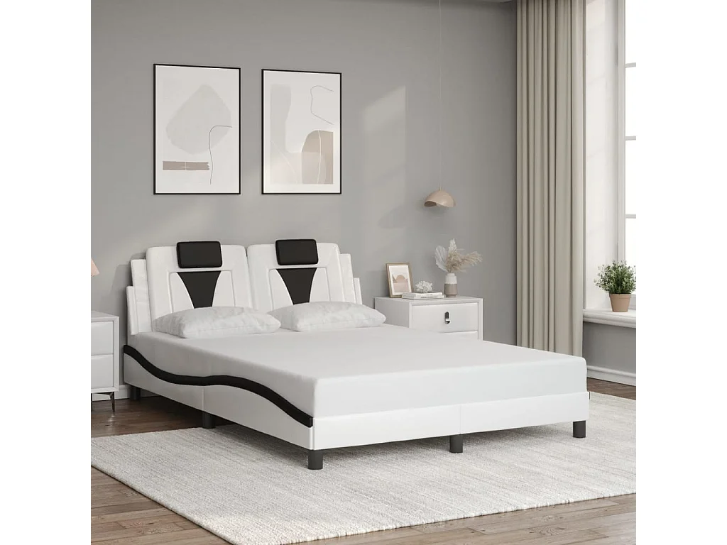 Cadre de lit Viana avec LED sans matelas blanc et noir 140x200 cm