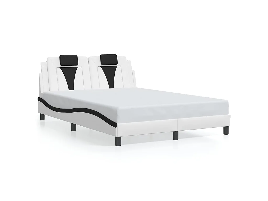Bedframe "Viana" met LED zonder matras wit en zwart 140x200 cm