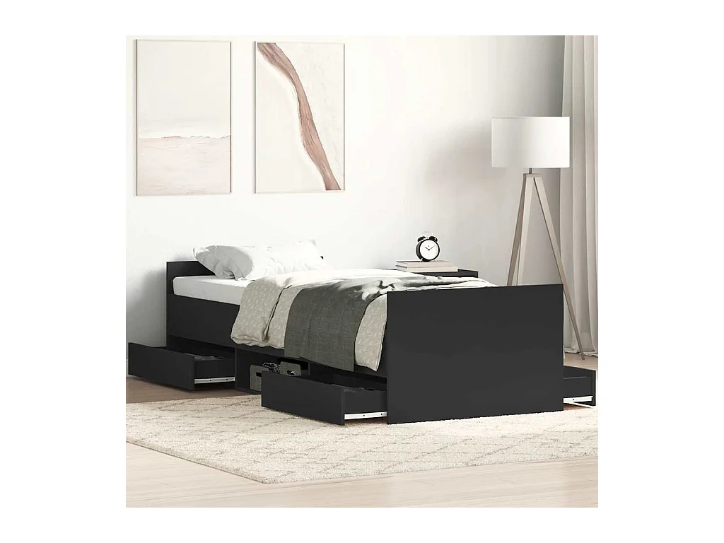 Cadre de lit sans matelas noir 90x200 cm
