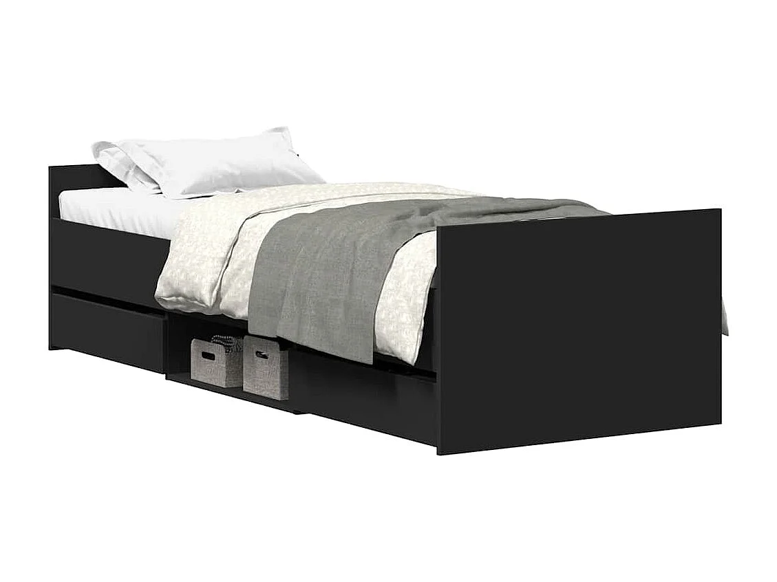 Cadre de lit sans matelas noir 90x200 cm