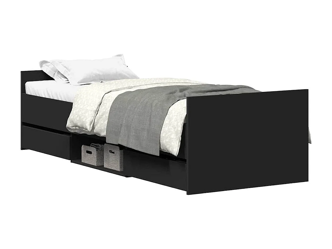 Bedframe met hoofd- en voeteneinde zwart 90x200 cm