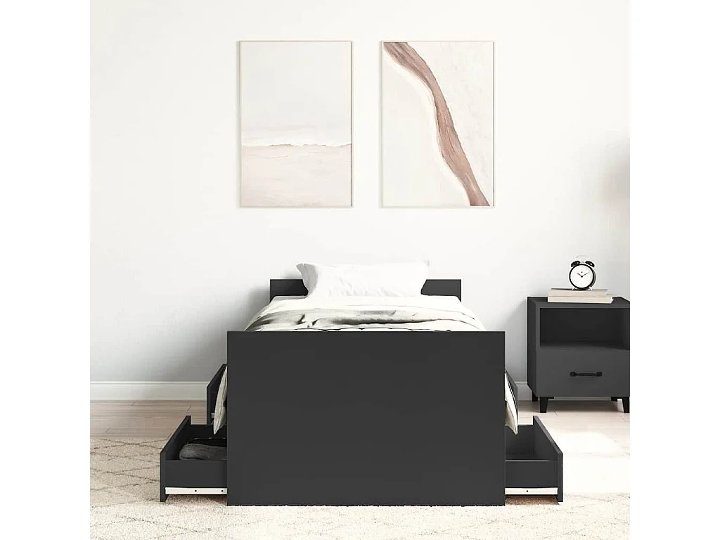 Bedframe met hoofd- en voeteneinde zwart 90x200 cm