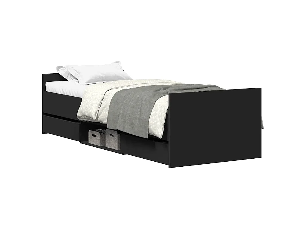 Cadre de lit sans matelas noir 90x200 cm