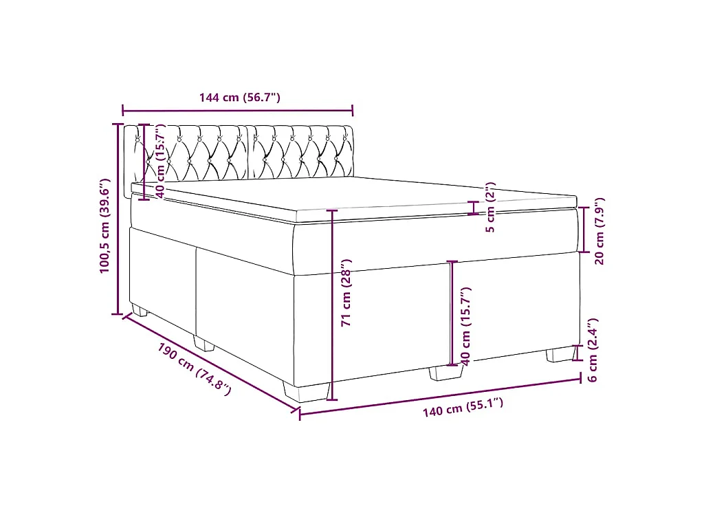 Giroletto a Molle con Materasso Blu 140x190 cm in Tessuto
