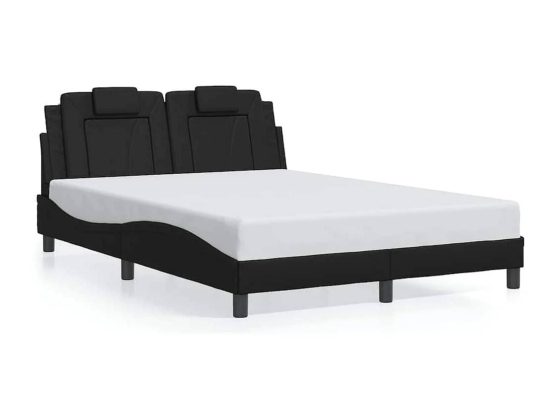 Estructura de cama Viana sin colchón cuero sintético negro 140x200 cm