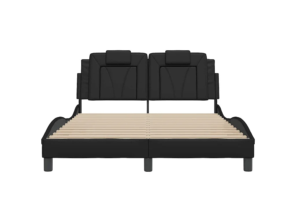 Estructura de cama Viana sin colchón cuero sintético negro 140x200 cm
