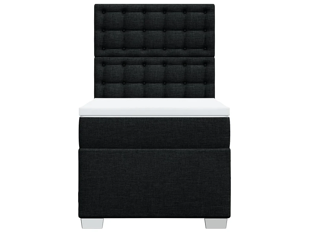 Cama box spring con colchón tela negro 80x200 cm