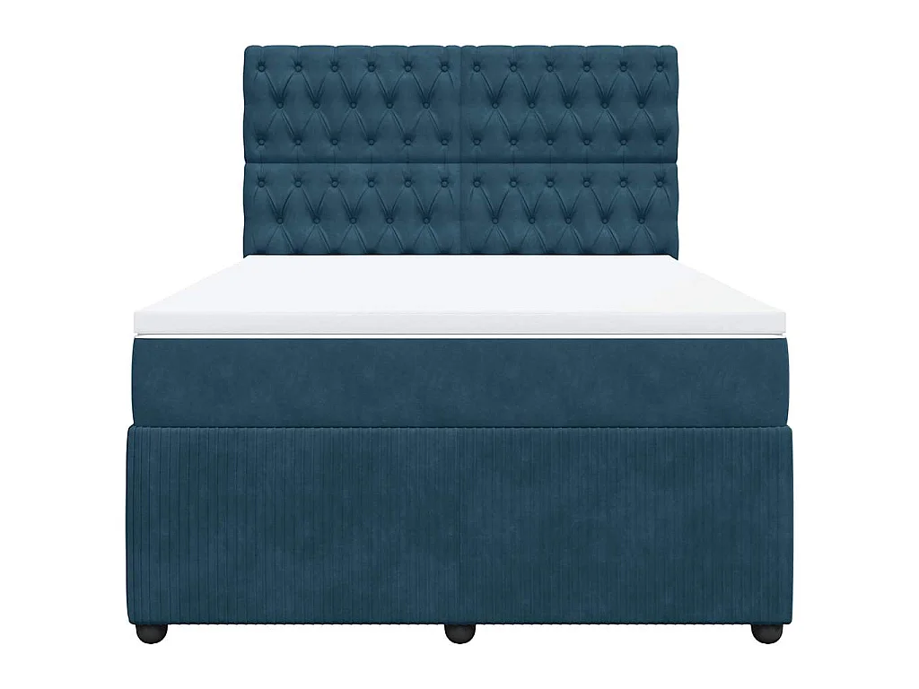 Giroletto a Molle con Materasso Blu Scuro 160x200 cm in Velluto