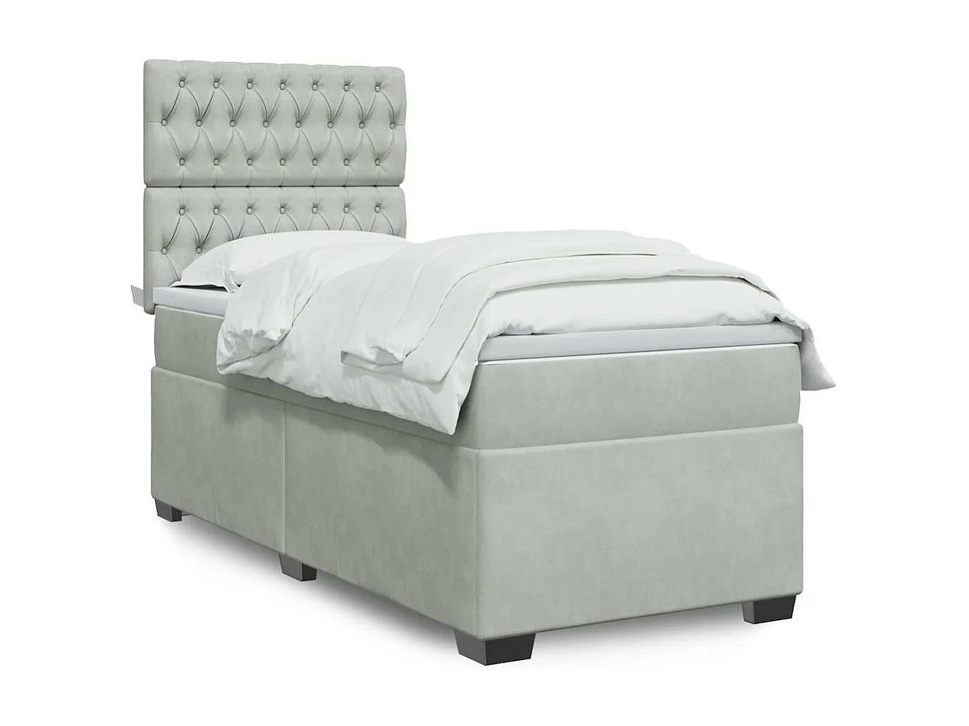 Boxspring met matras fluweel lichtgrijs 90x200 cm