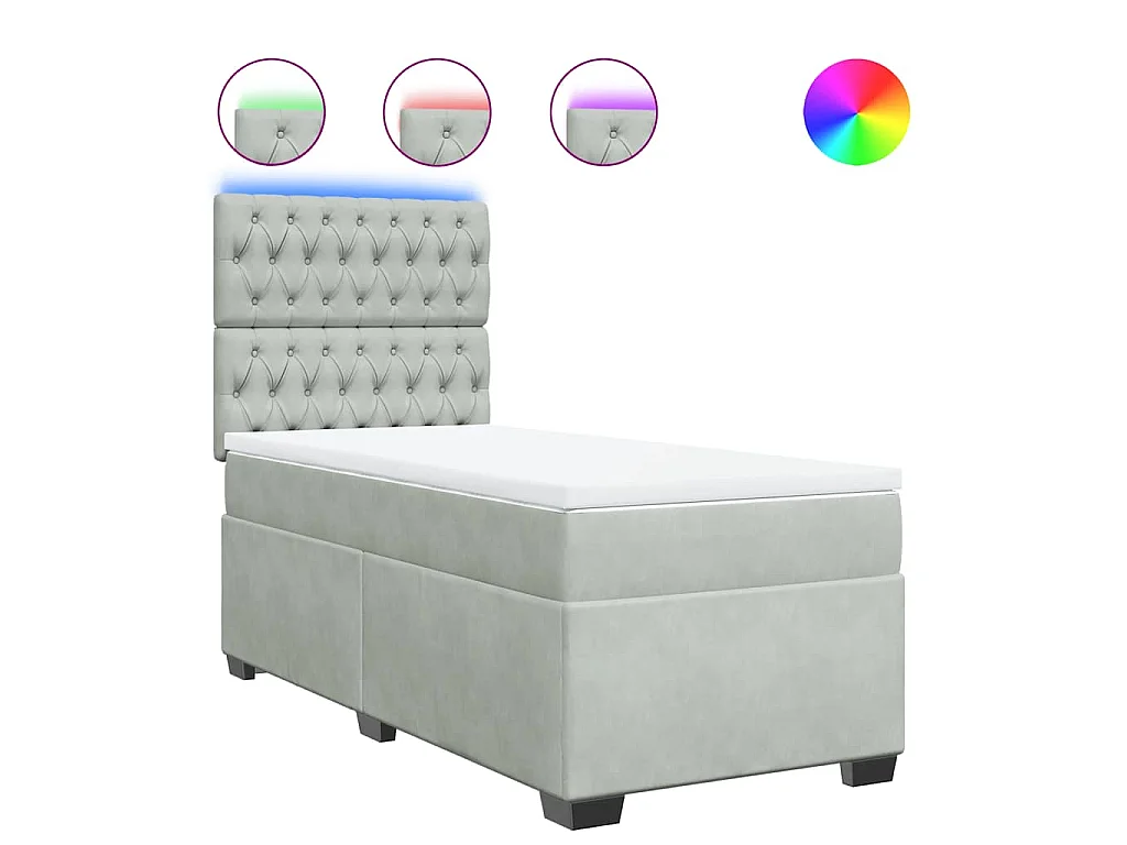 Boxspring met matras fluweel lichtgrijs 90x200 cm