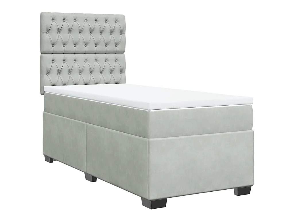 Boxspring met matras fluweel lichtgrijs 90x200 cm