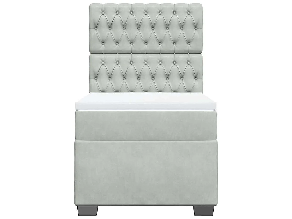 Boxspring met matras fluweel lichtgrijs 90x200 cm