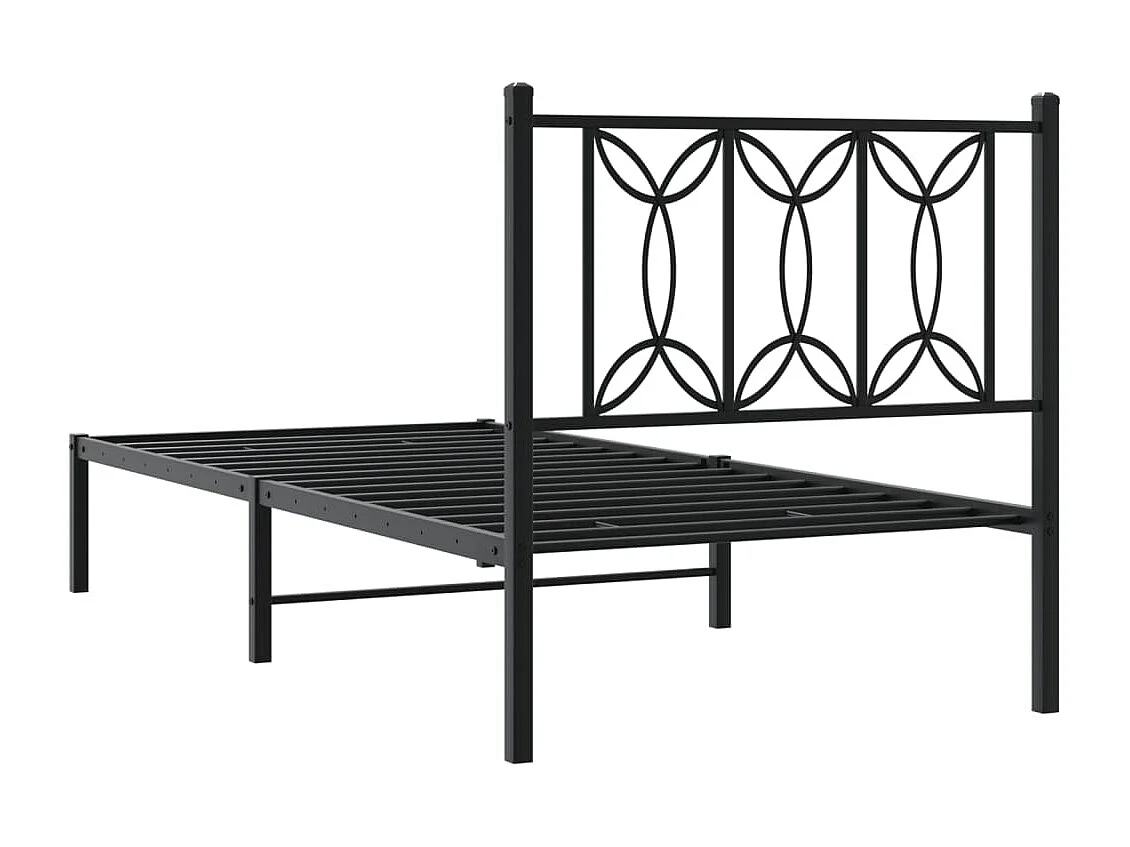 Bettgestell mit Kopfteil Metall Schwarz 90x190 cm