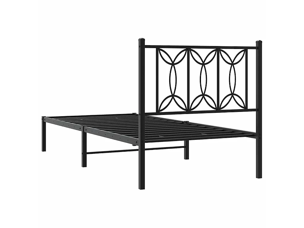 Estructura cama sin colchón con cabecero metal negro 90x190 cm