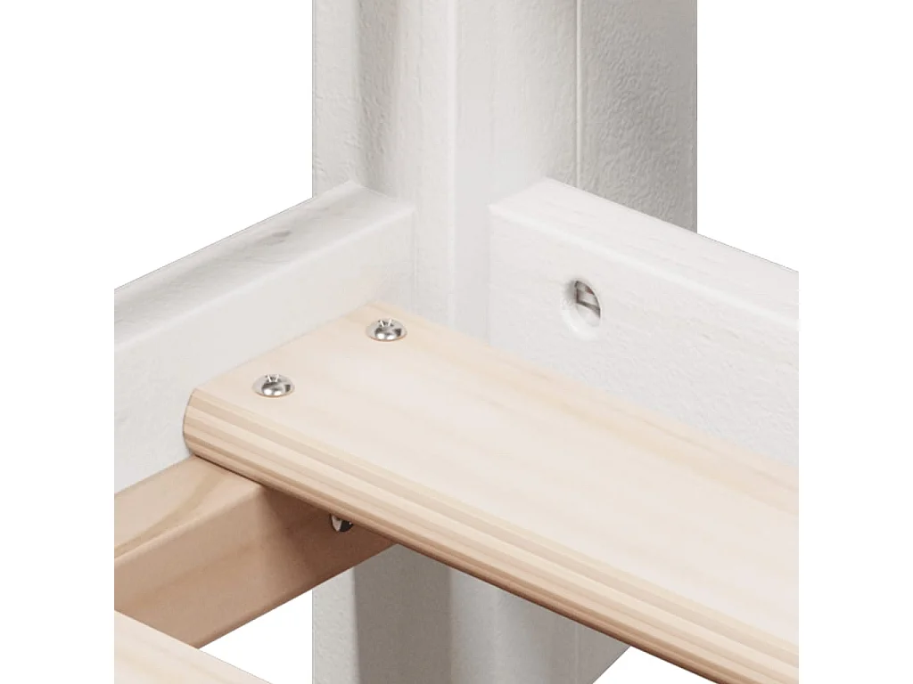 Letto a Soppalco con Tetto Bianco 90x200 cm Legno Massello Pino