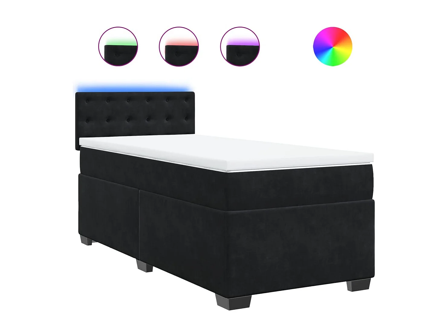 Cama box spring con colchón terciopelo negro 100x200 cm