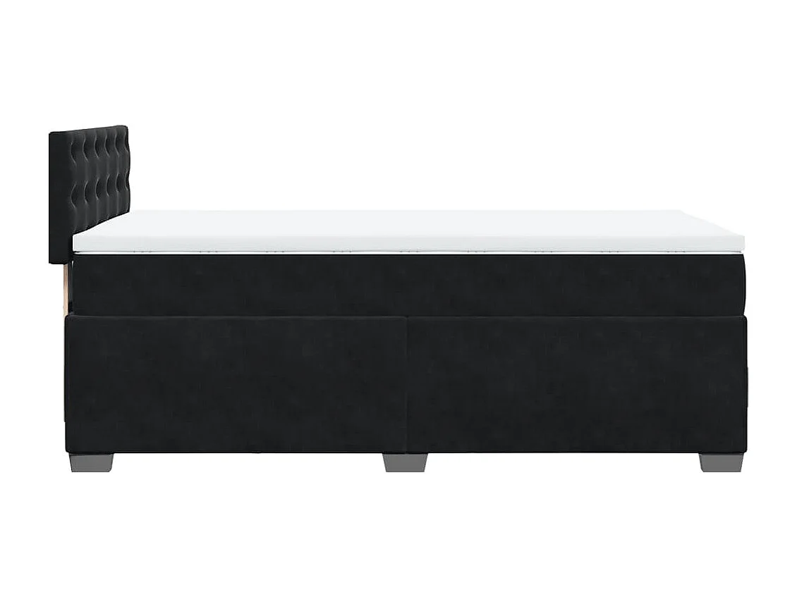 Cama box spring con colchón terciopelo negro 100x200 cm