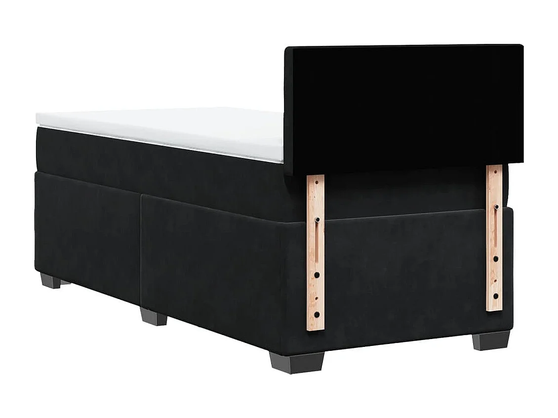 Cama box spring con colchón terciopelo negro 100x200 cm