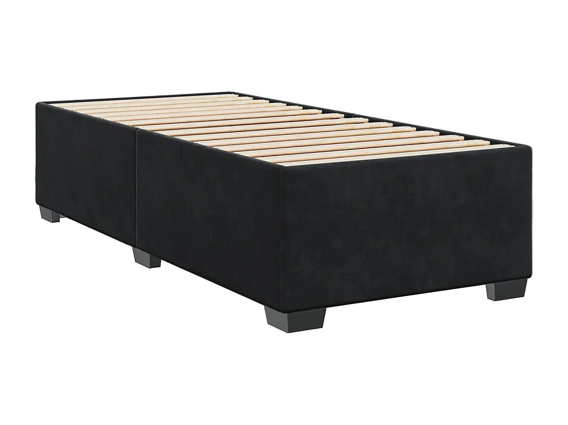 Cama box spring con colchón terciopelo negro 100x200 cm