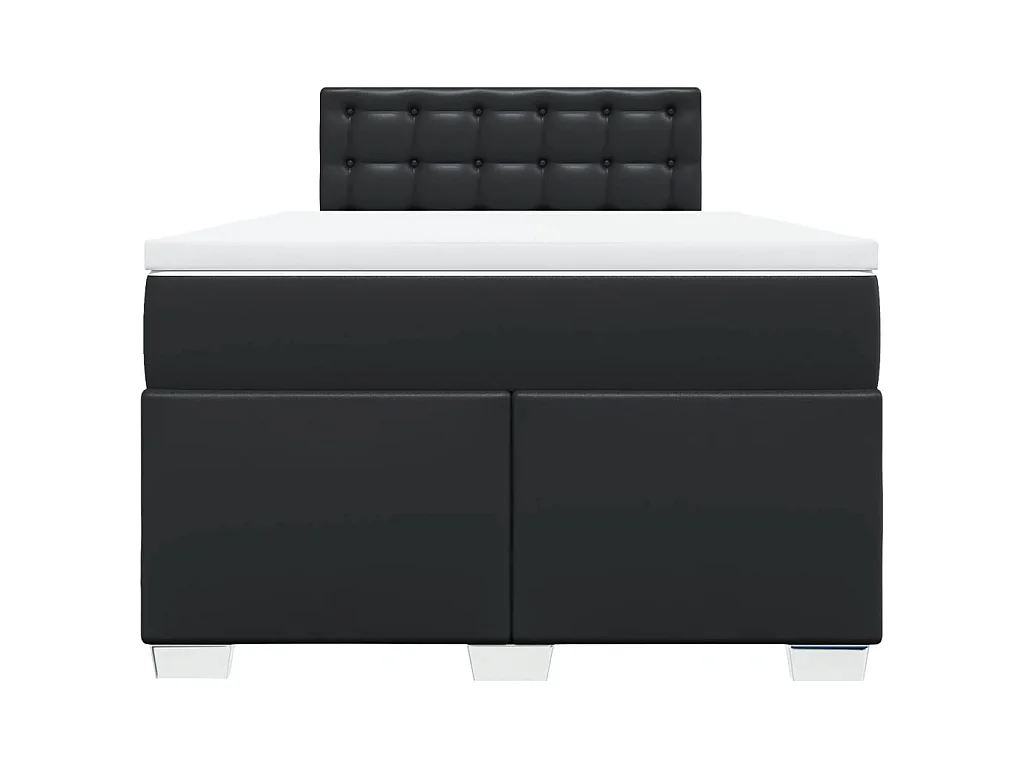 Cama com molas/colchão 120x200 cm couro artificial preto