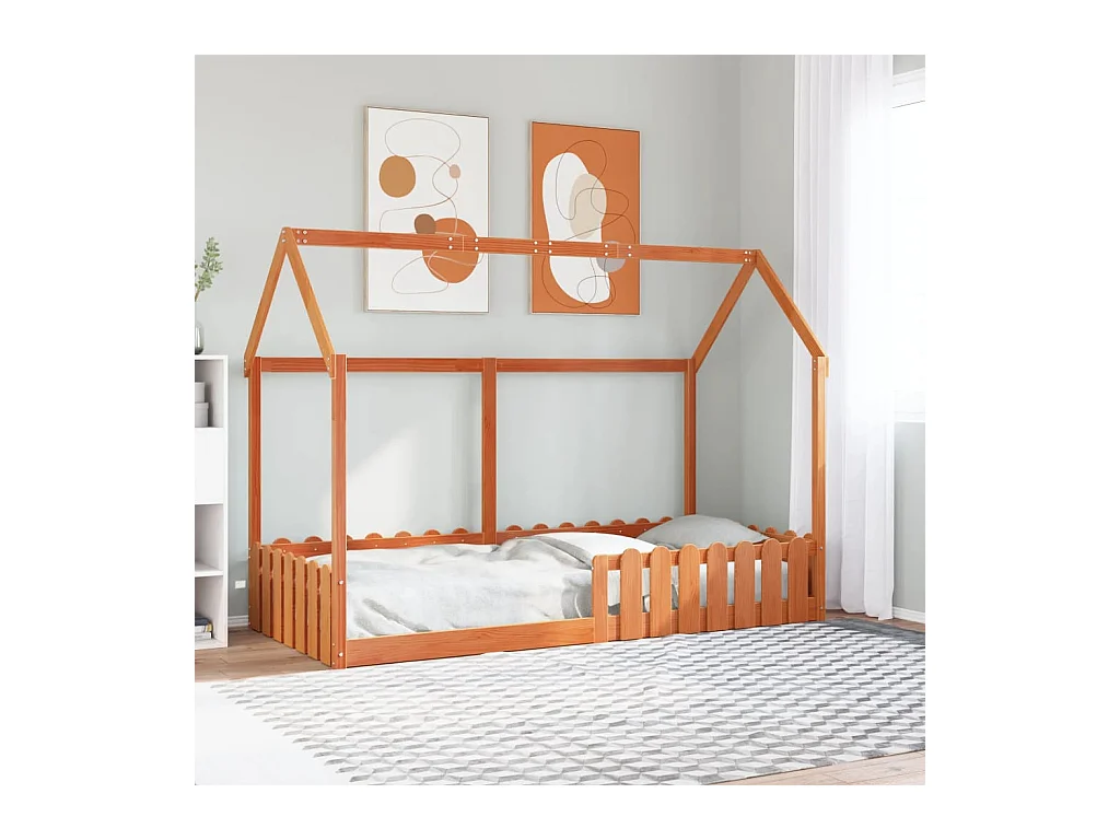 Cadre de lit d'enfants forme de maison sans matelas 90x200 cm