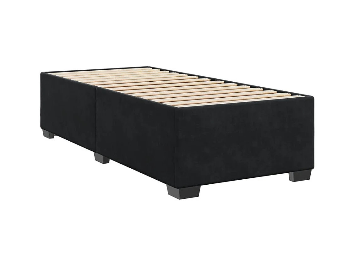 Sommier à lattes de lit avec matelas Noir 100x200 cm Velours