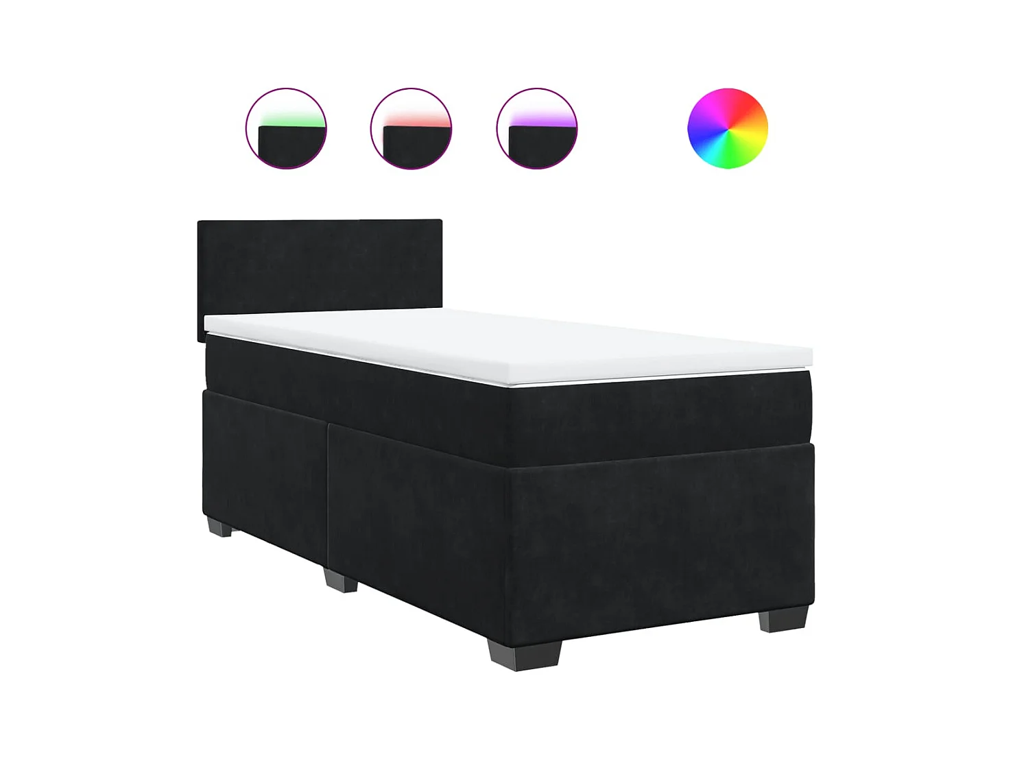 Sommier à lattes de lit avec matelas Noir 100x200 cm Velours