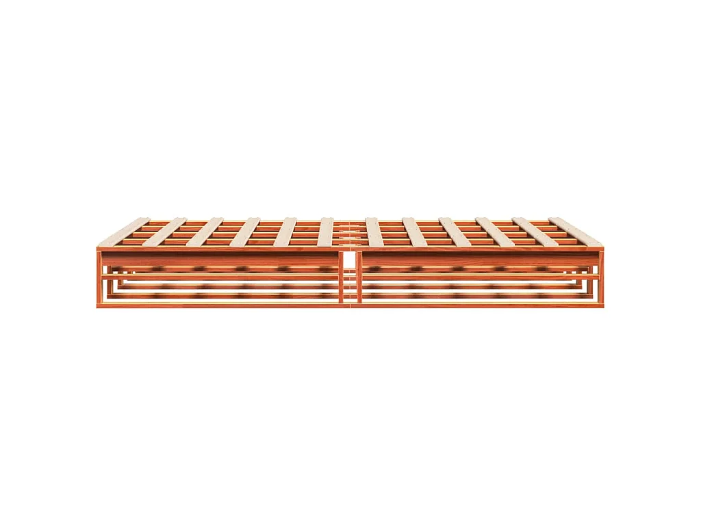 Cama sin colchón madera maciza pino marrón cera 150x200 cm