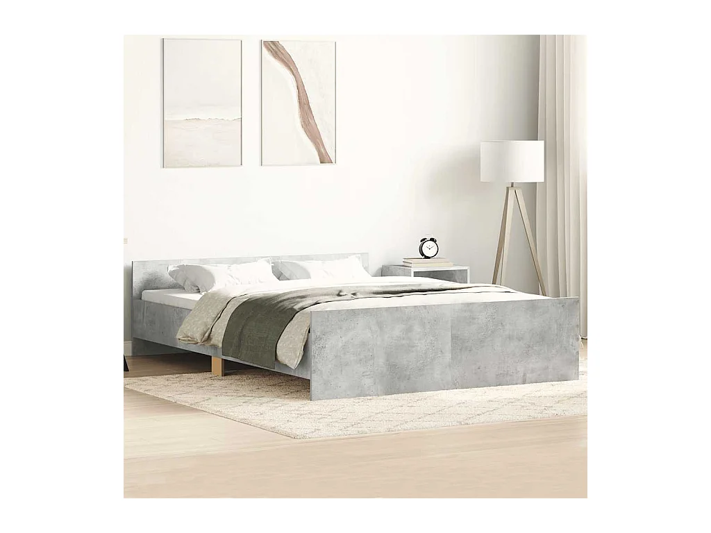 Bedframe met hoofd- en voeteneinde betongrijs 140x200 cm