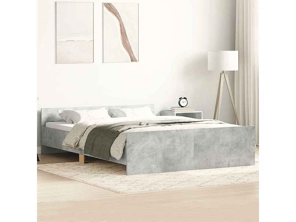 Cadre de lit sans matelas gris béton 140x200 cm