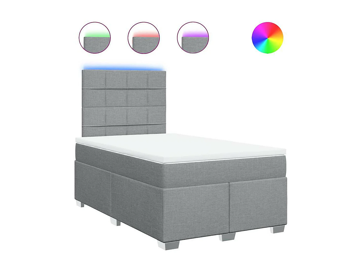 Cama box spring con colchón tela gris claro 120x200 cm