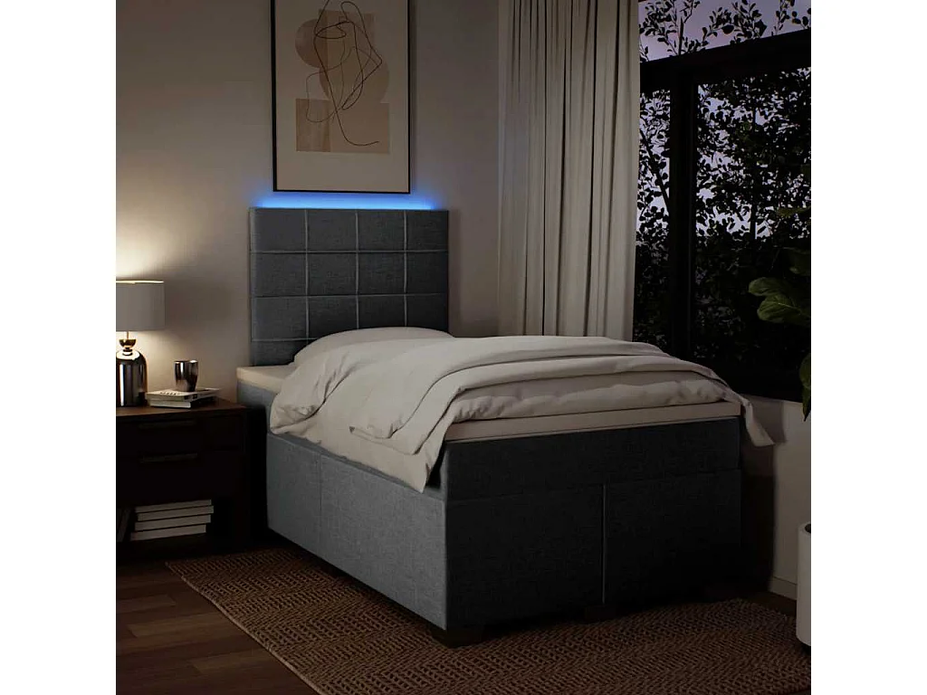 Sommier à lattes de lit avec matelas Gris clair 120x200cm Tissu