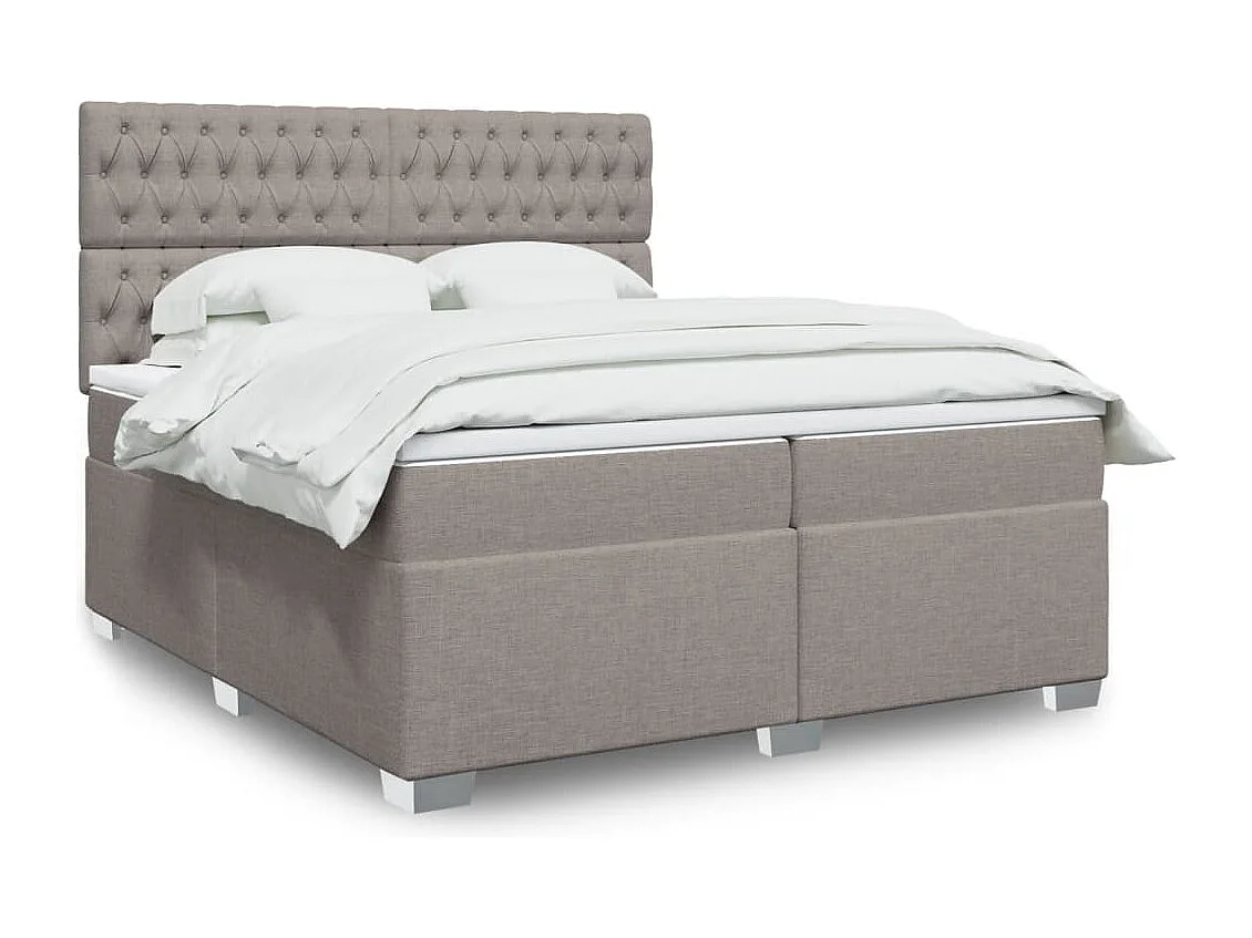 Boxspring met matras stof taupe 200x200 cm
