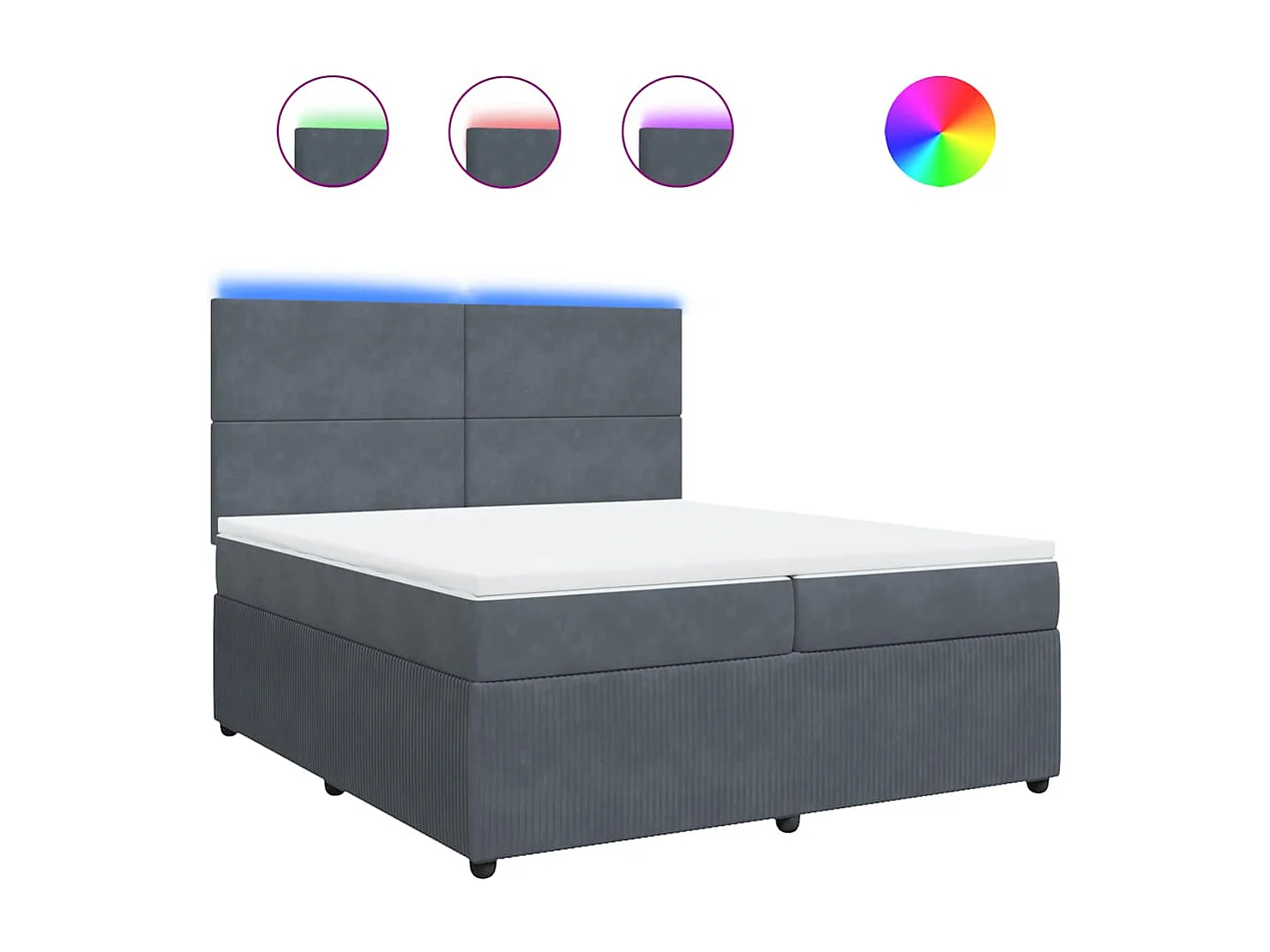 Giroletto a Molle con Materasso Grigio Scuro 200x200 cm Velluto