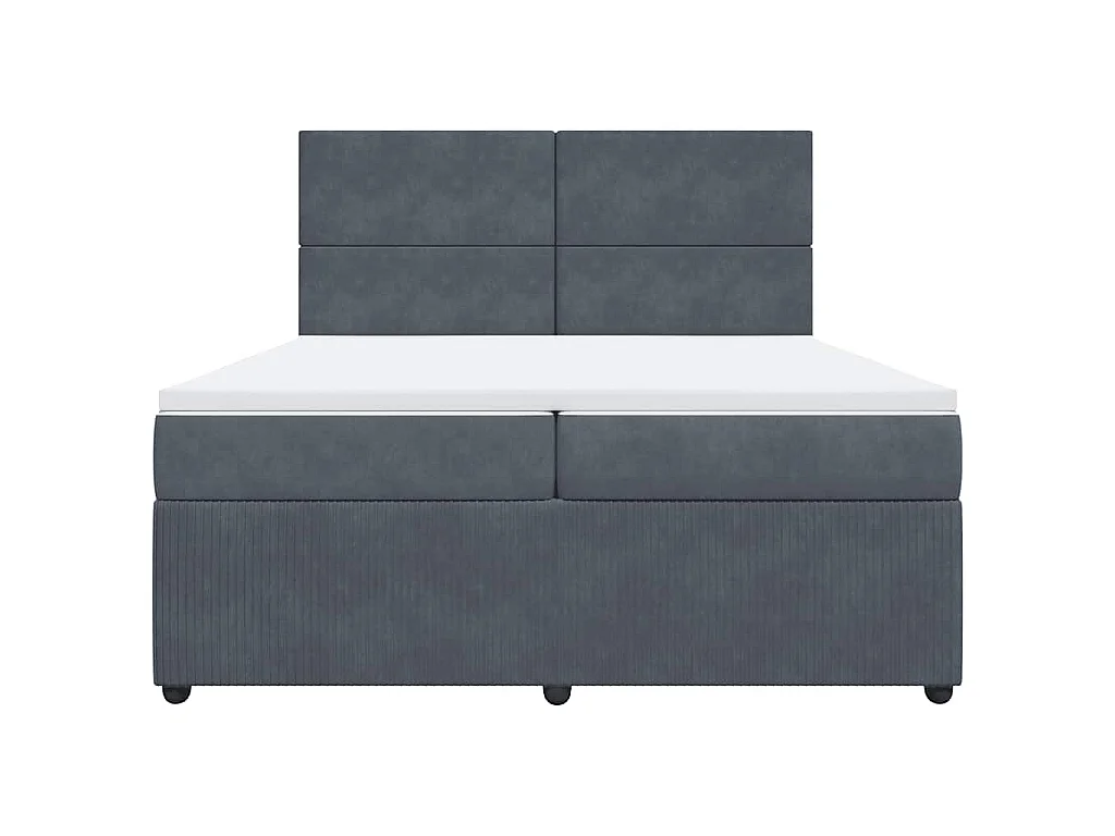 Cama com molas/colchão 200x200 cm veludo cinzento-escuro