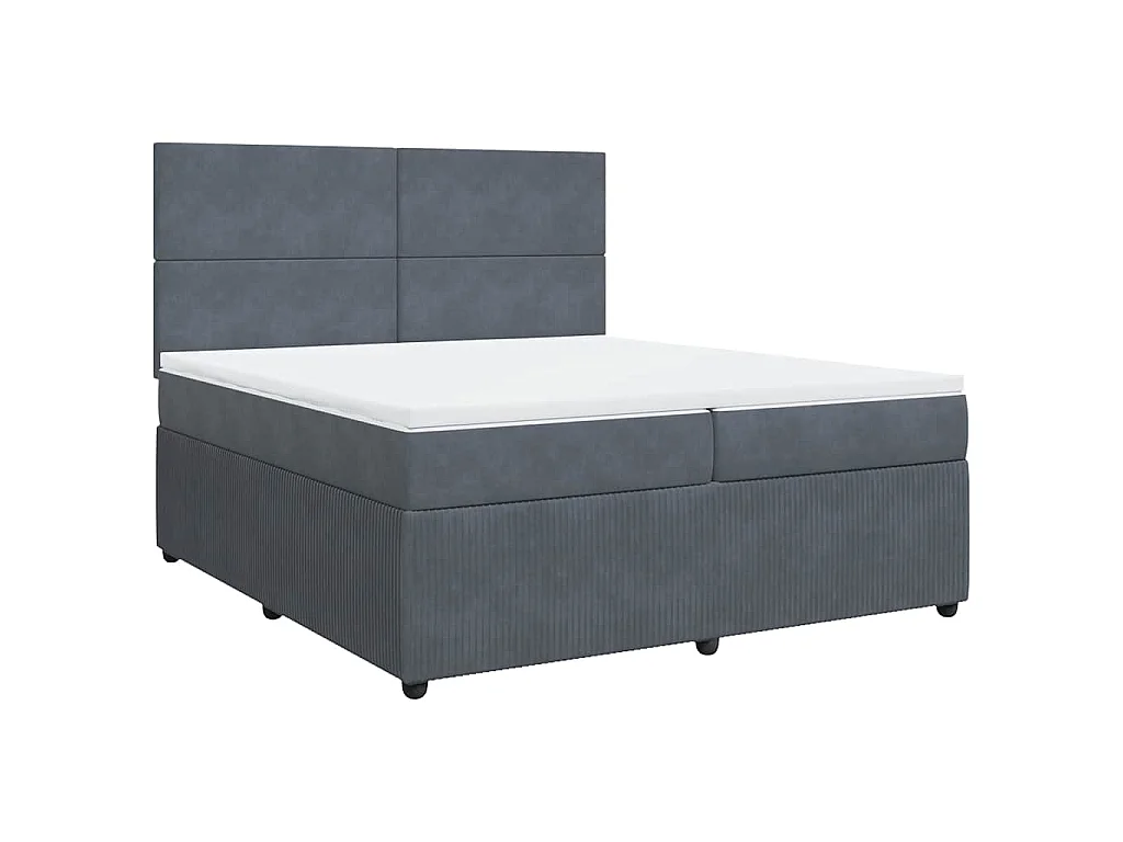 Cama com molas/colchão 200x200 cm veludo cinzento-escuro
